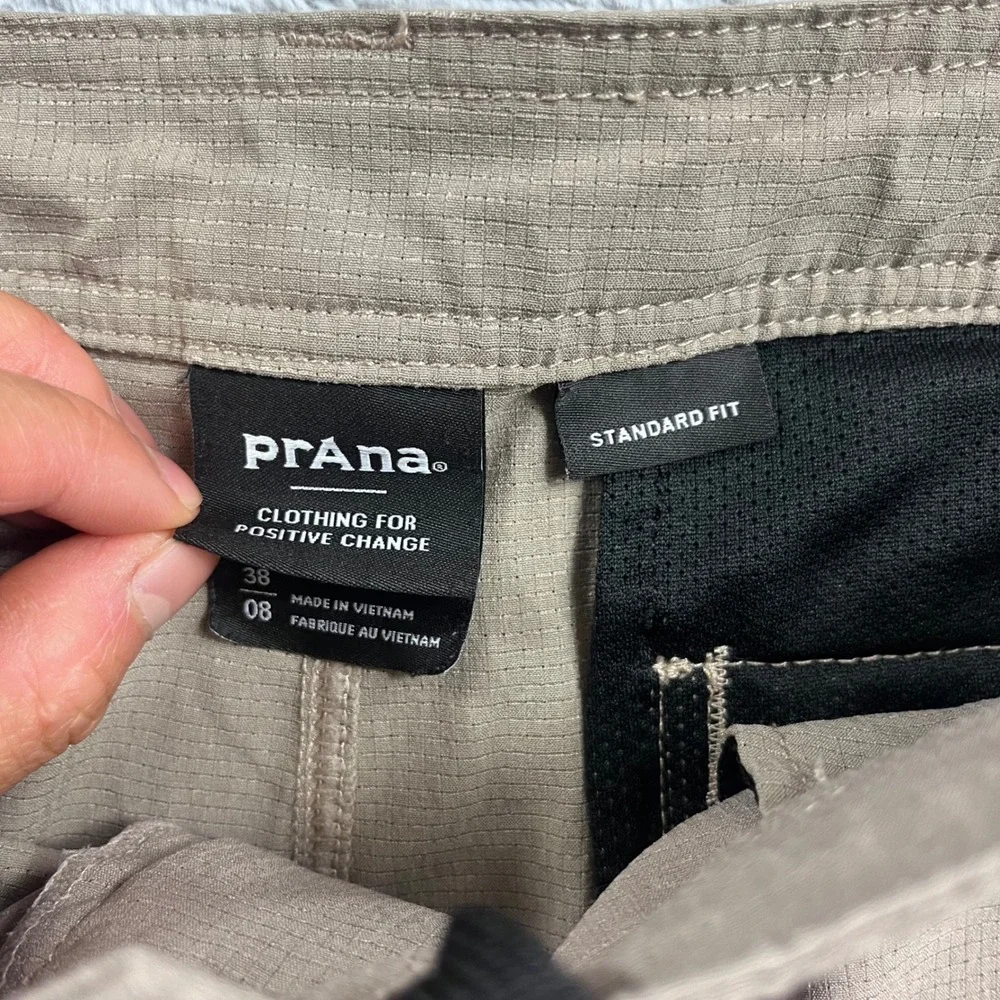 Prana Mens Khaki Tan Ripstop Hiking Shorts Size 38 Standard Fit Drawstring
